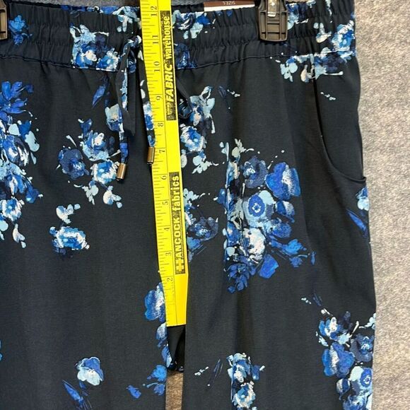 NWT COLDWATER CREEK Pants Womens Large Navy Floral Ankle Natural Fit Drawstring - Picture 10 of 15